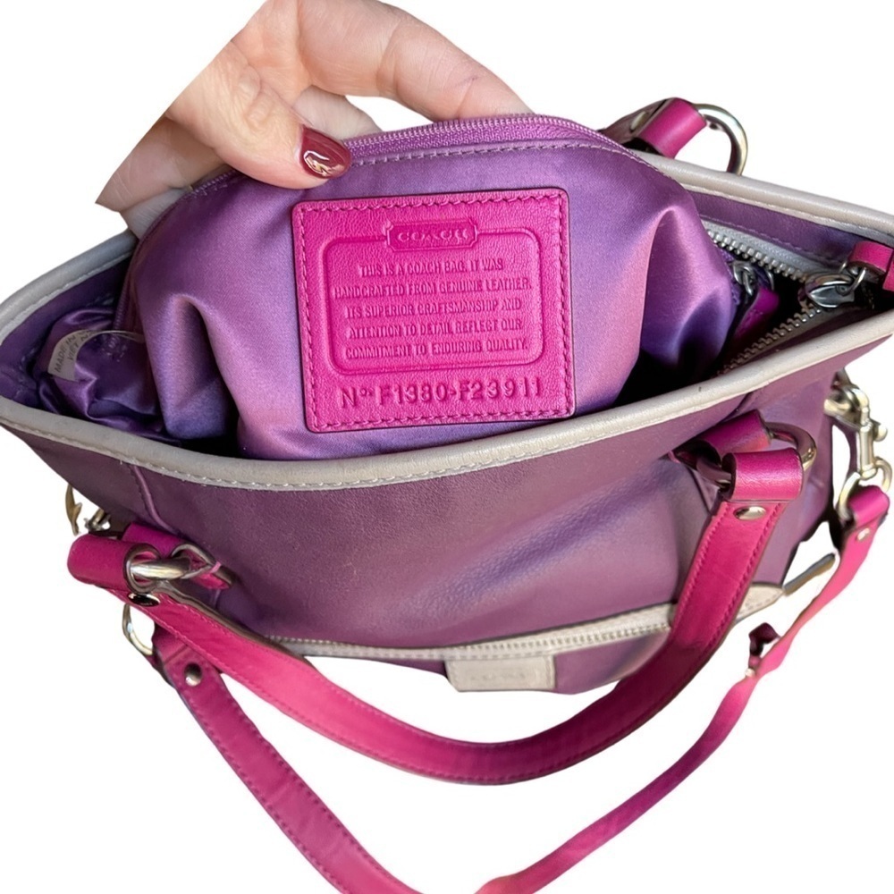Coach Daisy Spectator Leather Mia (F23911) Silver/Purple/Pink Handbag - Picture 5 of 9